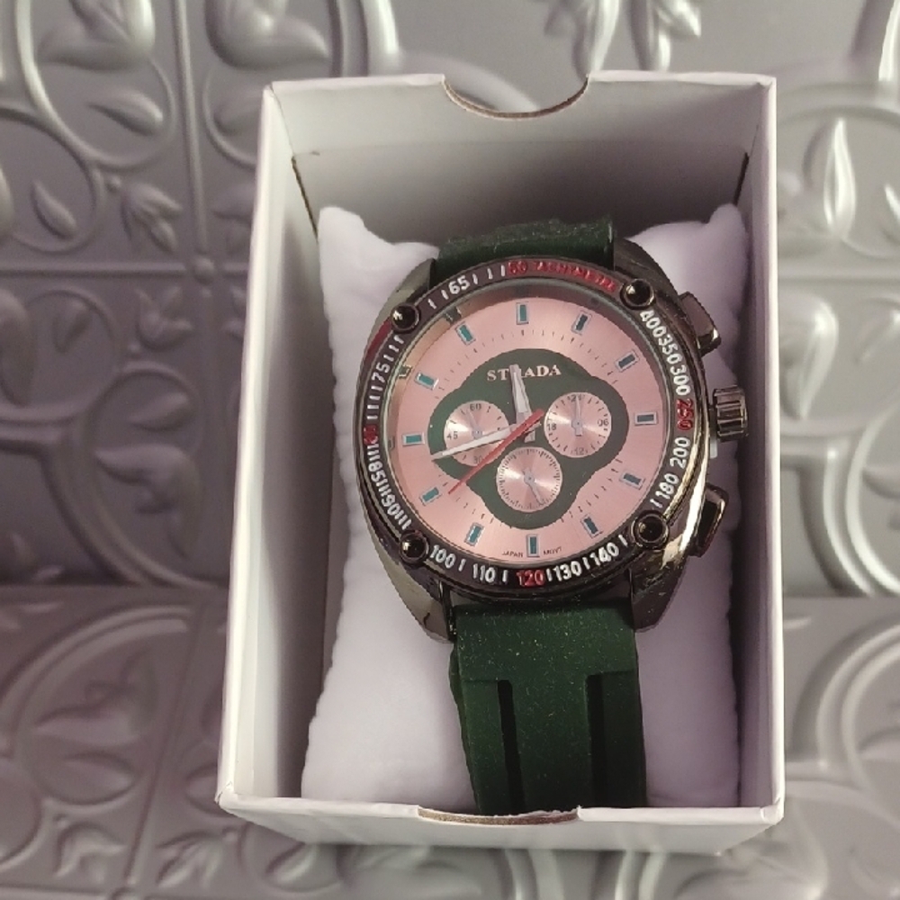 Strada Gold Dial with Green Strap Watch